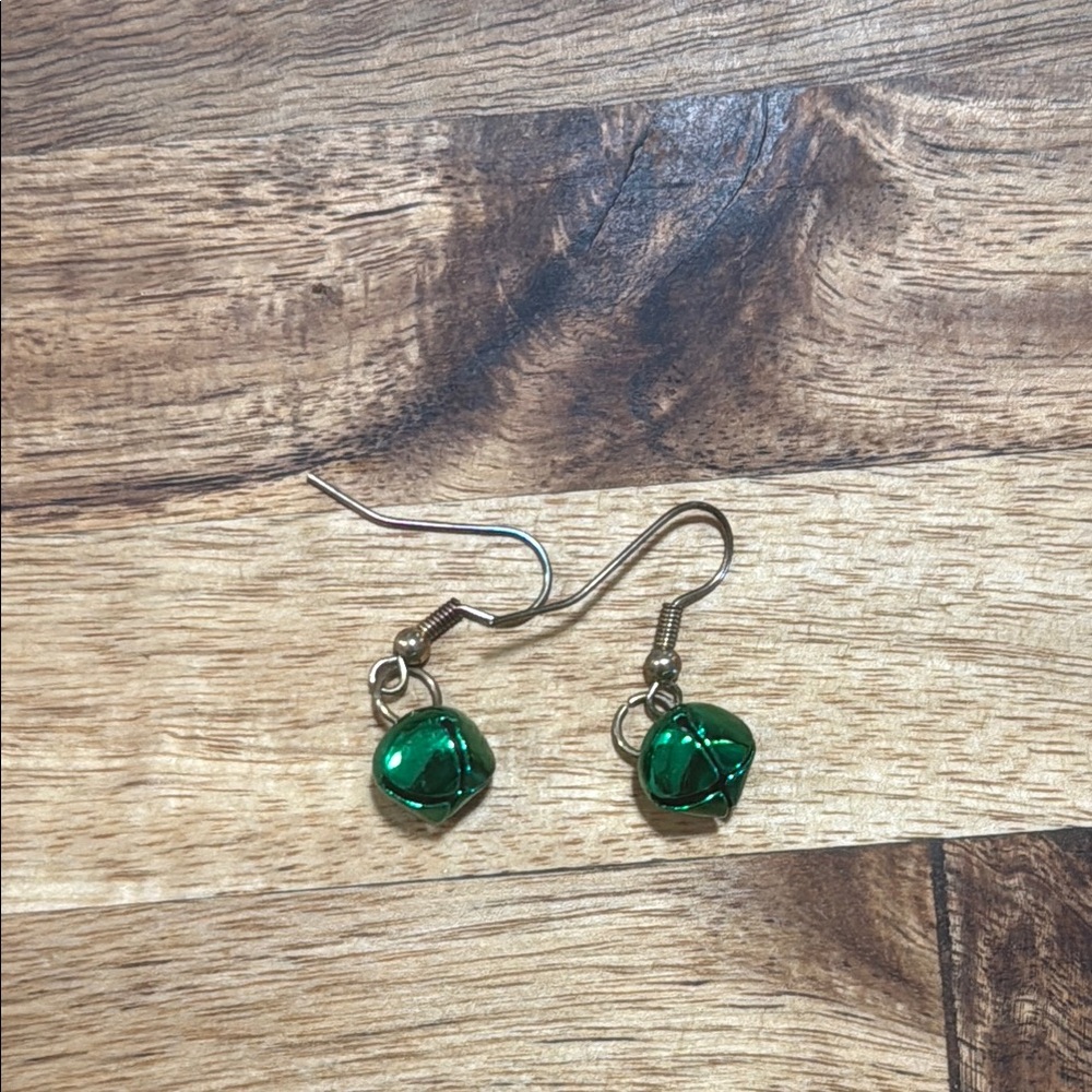 Mini Green Jingle Bell Earrings